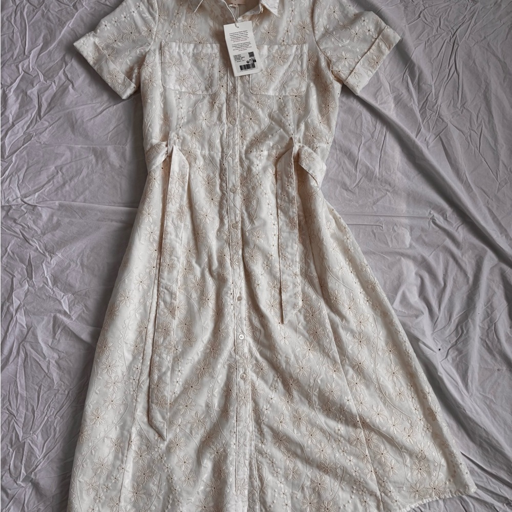 Sezane Cream Midi Dress